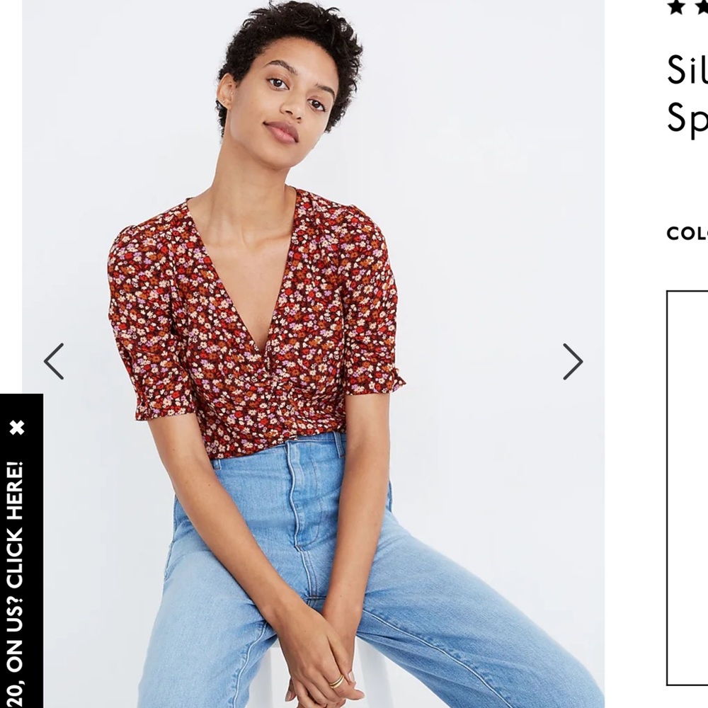 Madewell Silk Button Sleeve Top